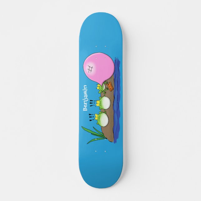 Skate Sapos engraçados bonitos ilustração de desenho ani (Frente)