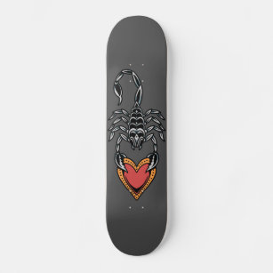 Skate Scorpion Zodiac Sinal Heart Love Dark Cinza Elegan