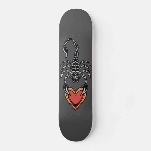 Skate Scorpion Zodiac Sinal Heart Love Dark Cinza Elegan (Frente)