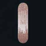 Skate Script de Monograma do Elegant Glitter Drives Rosa<br><div class="desc">Cor-de-rosa-rosa-rosa-rosa-rosa Dourada Glitter Sparkle Monograma Nome do Script Skateboard</div>