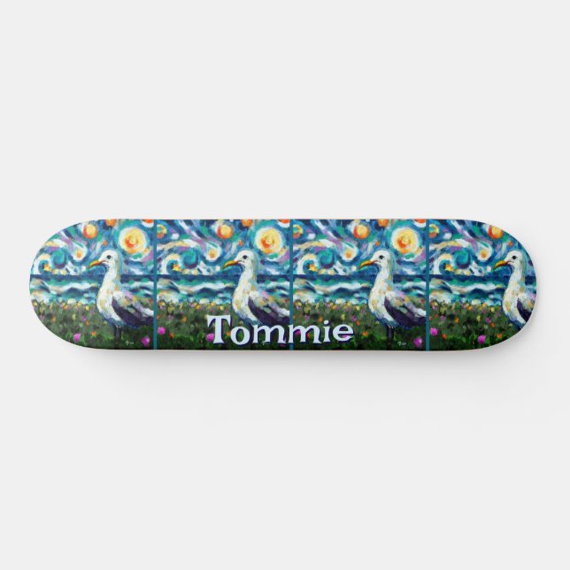 Skate Seagull Van Gogh Style Beach Personalizado (Horz)