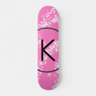 Skate selo de água com brilho rosa monograma branco mini
