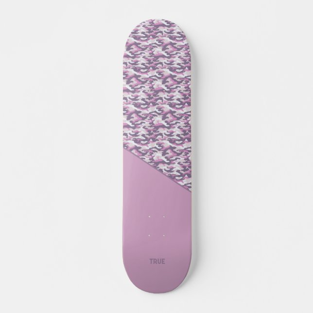 Skate Semi Camuflagem dupla Cinza e Rosa vertical (Frente)