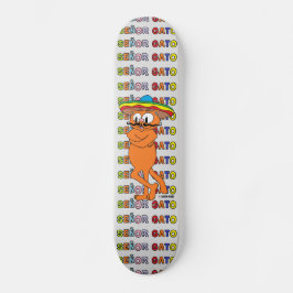 Skate Señor Gato com Fiesta Hat Cartoon Mustache Cat