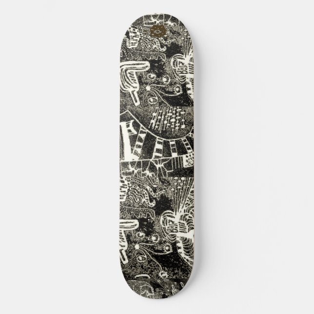 Skate Sépia Preto Abstrato  (Frente)