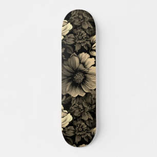 Skate Sepia Tone Vintage Impressão Floral
