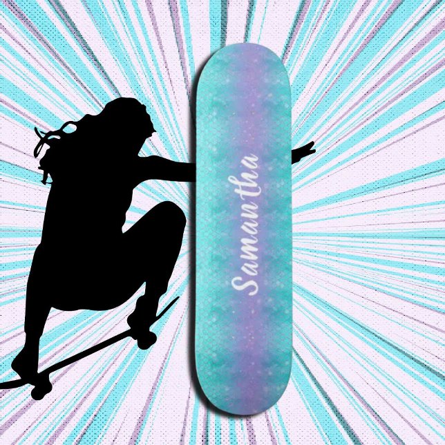 Skate Sereia de Glitter Personalizada (Girl Power, Original and best online Zazzle skateboard shop- Urban Warrior)
