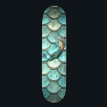 Skate Sereia Em Escalas De Cauda De Sereia<br><div class="desc">Bonito padrão de escamas de peixe em tons azuis e verdes com marmeio.</div>