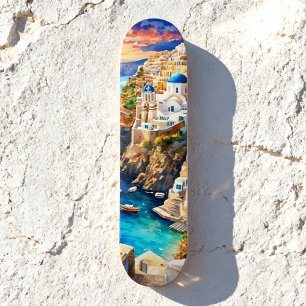 Skate Serene "Santorini Sunset" Watercolor