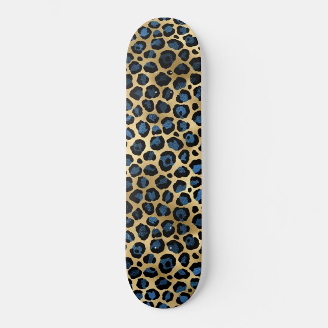 Skate Série Blue and Gold Leopard Design 4 (Frente)
