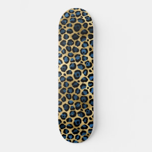 Skate Série Leopardo Azul e Dourado Design 4