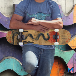 Skate Serpente De Deserto Enrolado Sob Lua Vermelha, Ret