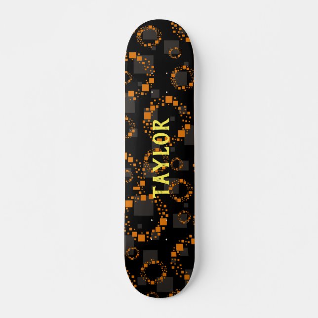 Skate Seu nome Black Demon Orange Squares Trama (Frente)