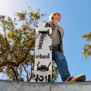 Skate Seu nome é padrão monograma rosa cor sombra