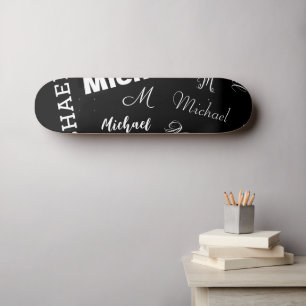 Skate Seu nome e padrão personalizado de monograma preto