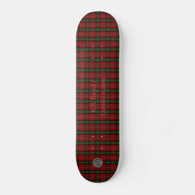 Skate Seu nome / iniciais no Tartan da Família Boyd Clan (Frente)