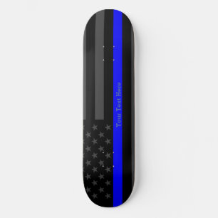 Skate Seu texto Linha Azul Fino Sinalizador Preto Preto 