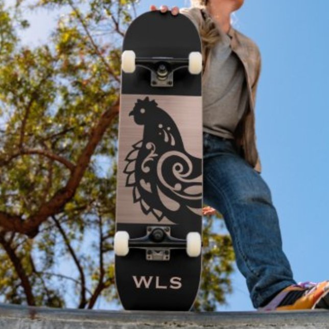 Skate Silhueta de Frango Chique em Falso Cobre e Preto (Criador carregado)