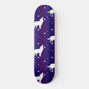 Skate Silhueta de Lobo Noite Estrelada Galáxia Amante Un