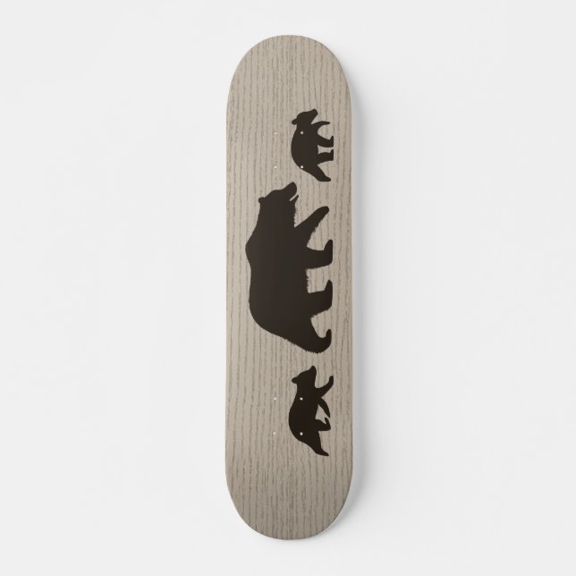 Skate Silhuetas de Urso Pardo com Filhotes (Frente)