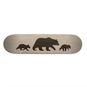 Skate Silhuetas de Urso Pardo com Filhotes