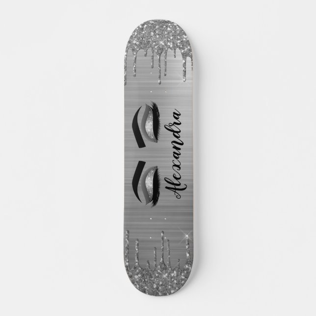 Skate Silver Glitter Sparkle Eyelashes Monograma (Frente)
