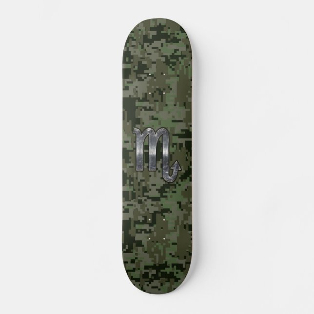 Skate Silver Scorpio Zodiac Sinal Camo Digital Woodland (Frente)