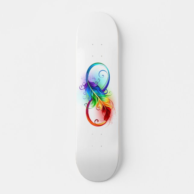 Skate Símbolo de Infinito com Pena Arco-íris (Frente)