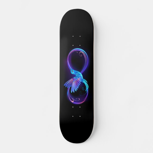 Skate Símbolo de Infinito Neon com Beija-flor Brilhante (Frente)
