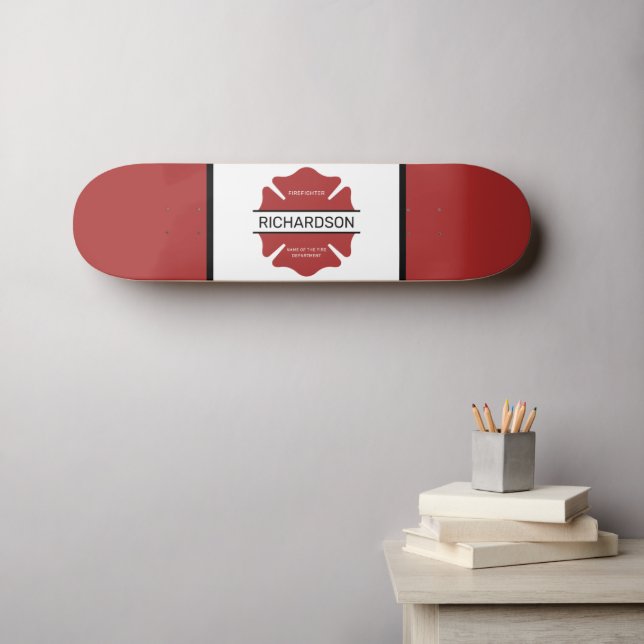 Skate Símbolo de logotipo vermelho de bombeiro personali (Arte de parede (Horz))