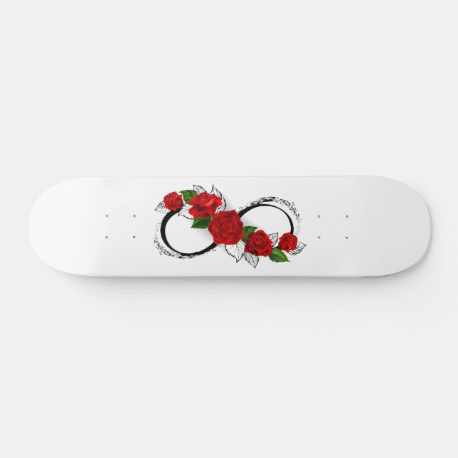 Skate Símbolo do Infinito com Rosas Vermelhas (Horz)
