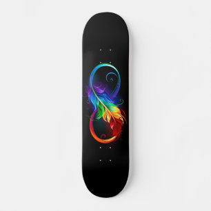 Skate Símbolo infinito com pena de arco-íris