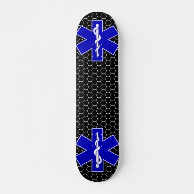 Skate Símbolo Médico Estrela da Vida de Paramédico EMT (Frente)