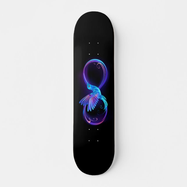 Skate Símbolo Neon Infinity com Hummingbird brilhante (Frente)