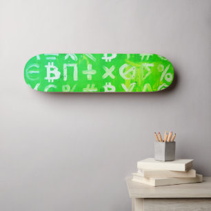 Skate Símbolos de Bitcoin (Lucro Brilhante Verde - 2)