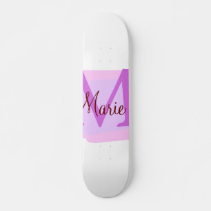 Skate simples adicione nome monograma rosa vermelho al