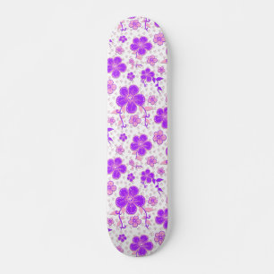 Skate Simples Floral Aquarela Impressão púrpura e rosa