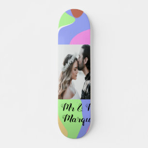 Skate simples minimal adicione sua foto de nome rosa azu