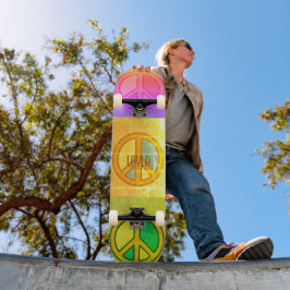 Skate Sinais de Paz Coloridos Psicodélicos Retrô Unisexo
