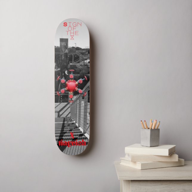 Skate Sinal Vermelho dos Tempos (Arte de parede)