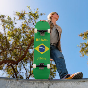 Skate Sinalizador Brasil de Nome Personalizado