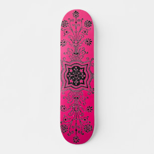 Skate Skateboad Foral Rosa