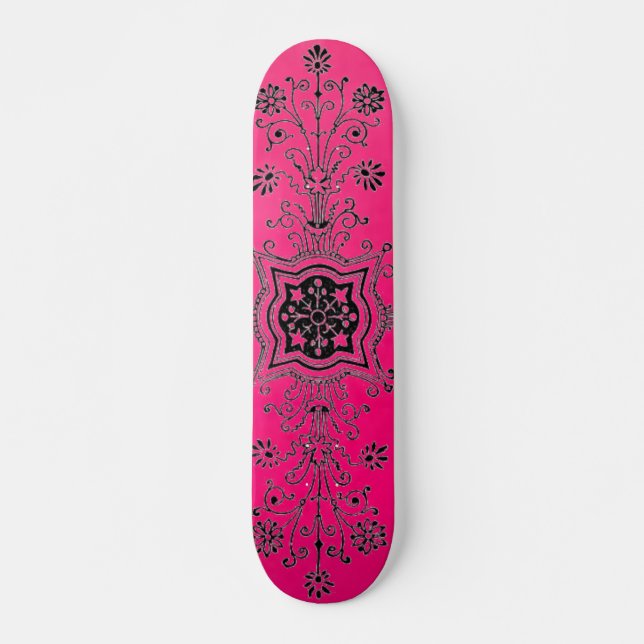 Skate Skateboad Foral Rosa (Frente)