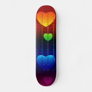 Skate Skateboard, Rainbow Heart Pattern