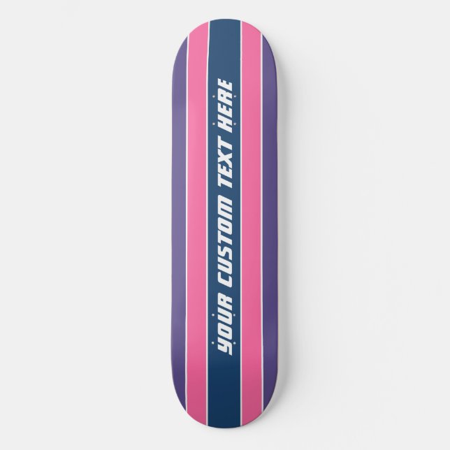 Skate Skateboards com padrão de listras e texto personal (Frente)