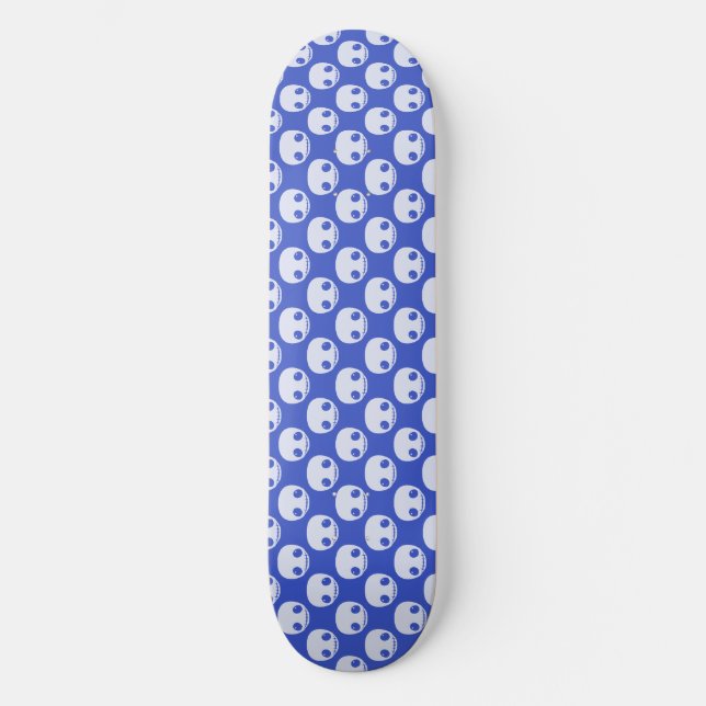 Skate Skatedeck azul com crânios brancos (Frente)