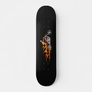 Skate Skeleton Bike Rider Com Chamas