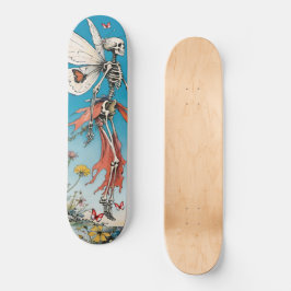 Skate Skeleton Fada com Camisa Vermelha e Borboletas