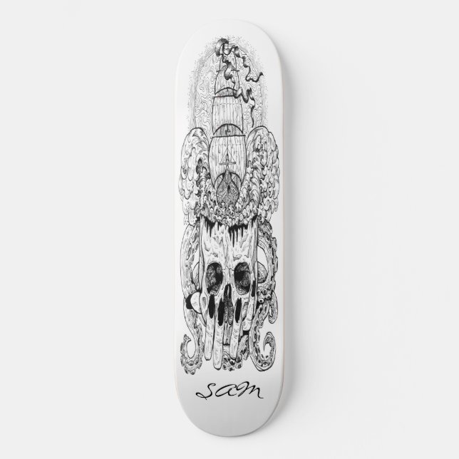 Skate Skeleton personalizado Rei Pirata Náutica (Frente)
