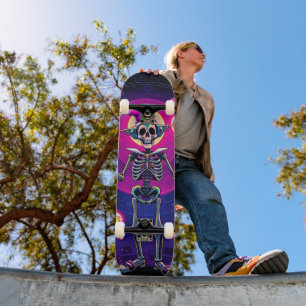 Skate Skeleton Whimsical Skeleton Clowboard